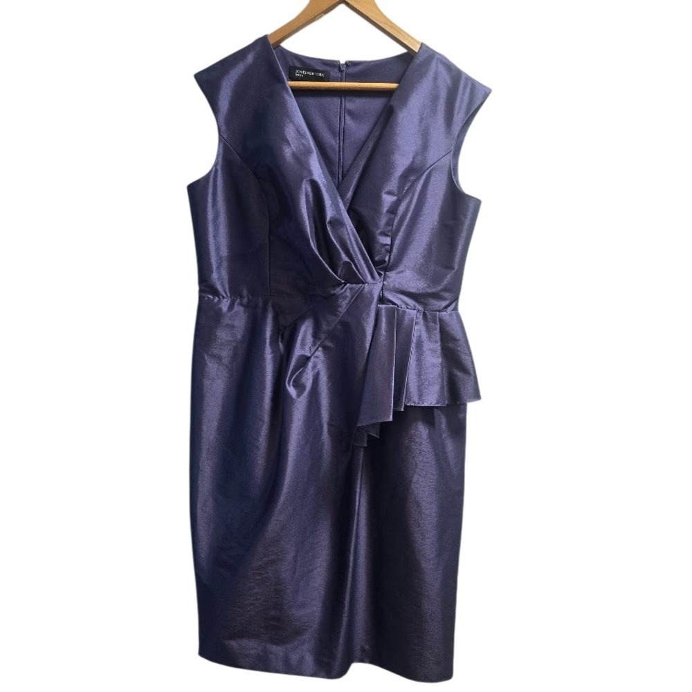 Jones New York Sheath Dress Womens 14‎ Purple Iridescent Peplum Cocktail Gala